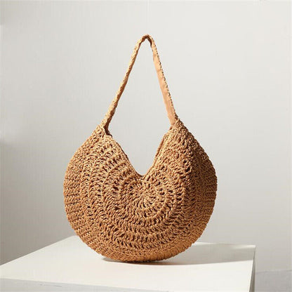 Summer Womens Beach Bag Casual Large Straw Shopping Handbag One-shoulder Bag