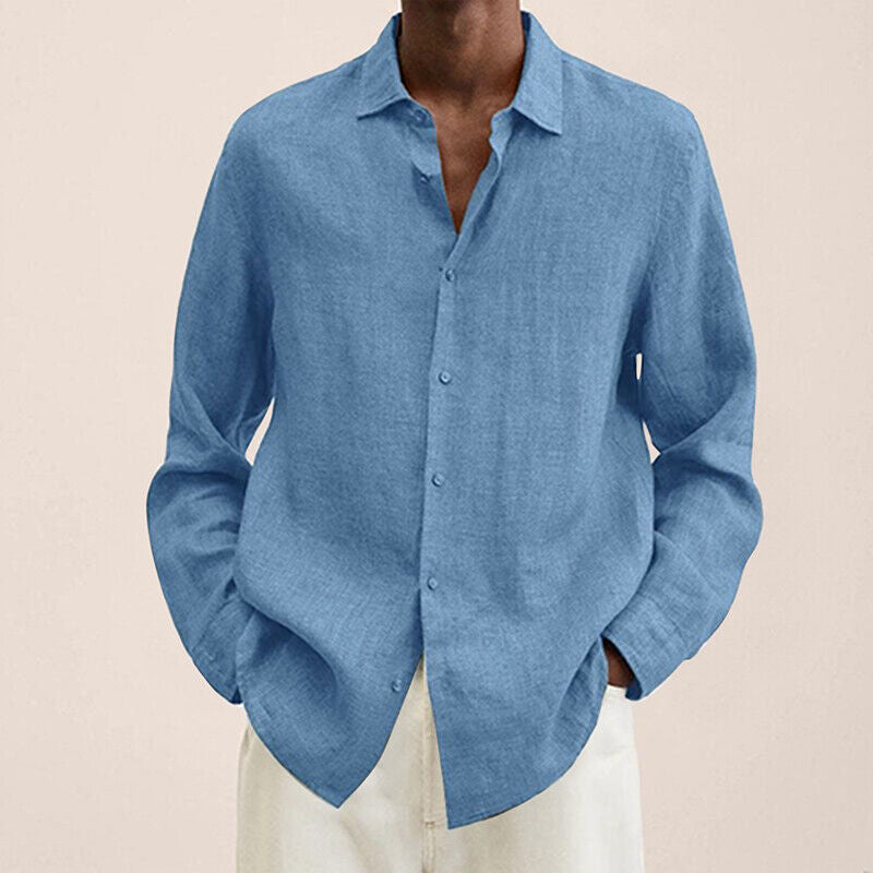 Tops T Shirt Blouse Shirt Tunic Long Sleeve Cotton Linen Long Sleeve Men Baggy