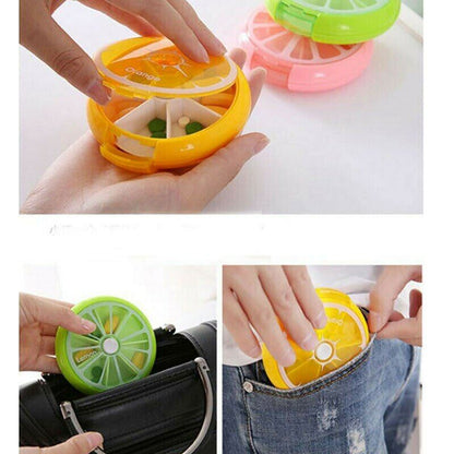7 Day Medicine Pill Holder New Weekly Rotating Pill Splitter Tablet Storage Case