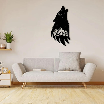 HelloYoung Howling Wolf Metal Wall Art 12in Rustic Outdoor Home Decor