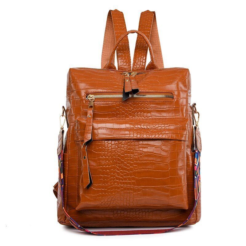 Backpacks Stone Pattern Synthetic Leather Women Shoulder Bags Large Cotton 1 PC