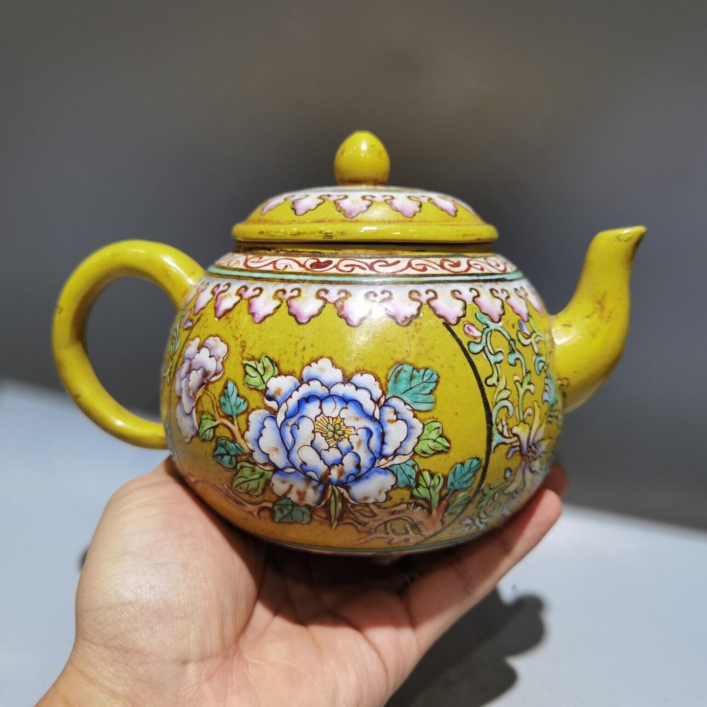 vintage chinese yixing purple clay teapot zisha painted flower bird teaware art
