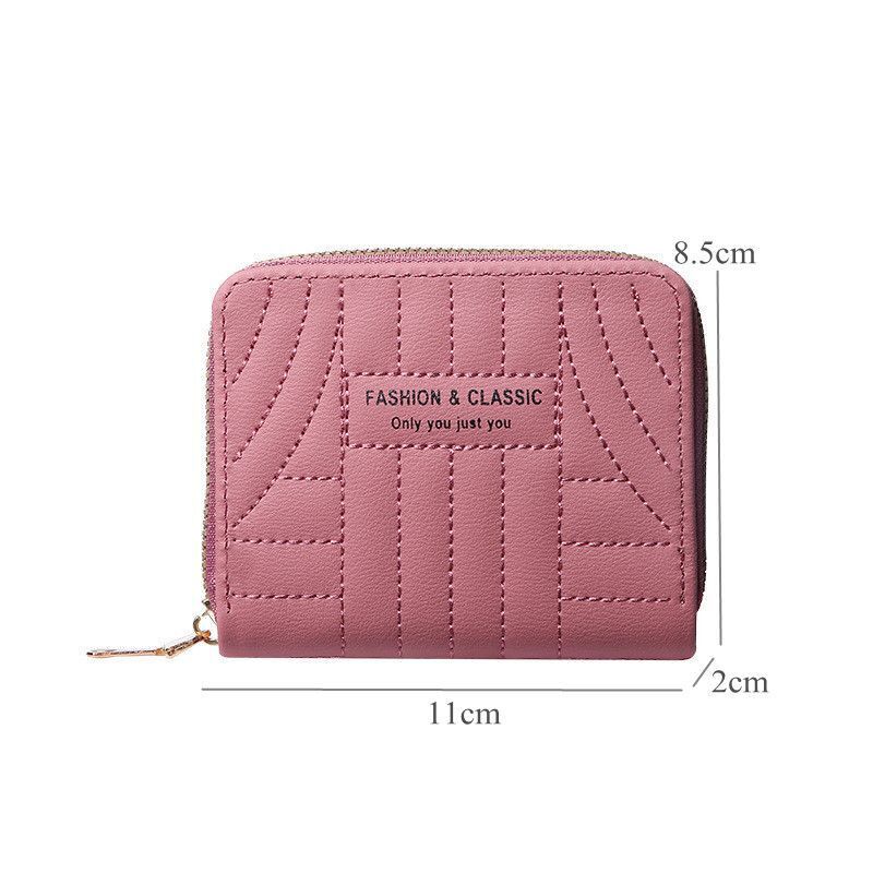 Embroidery Short Wallet Zipper Clutch Bag Small Coin Purse Credit ID Card Holder