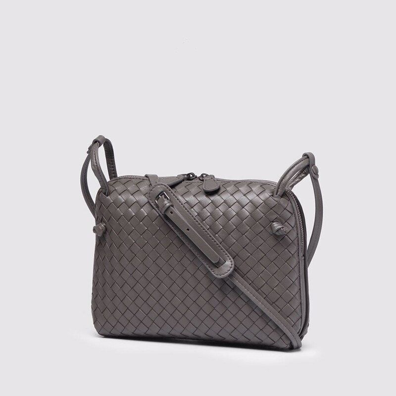 Woven Square Bag Genuine Leather Small Purse Single Shoulder Bag Crossbody Pouch