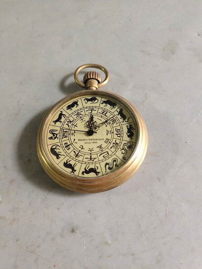 Exquisite Old Chinese copper handmade Zodiac Mechanical watch Pocket watch
