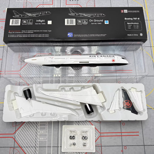 1:200 28CM Hogan AIR CANADA BOEING 787-8 On Ground Plane Solid ABS Plastic Model