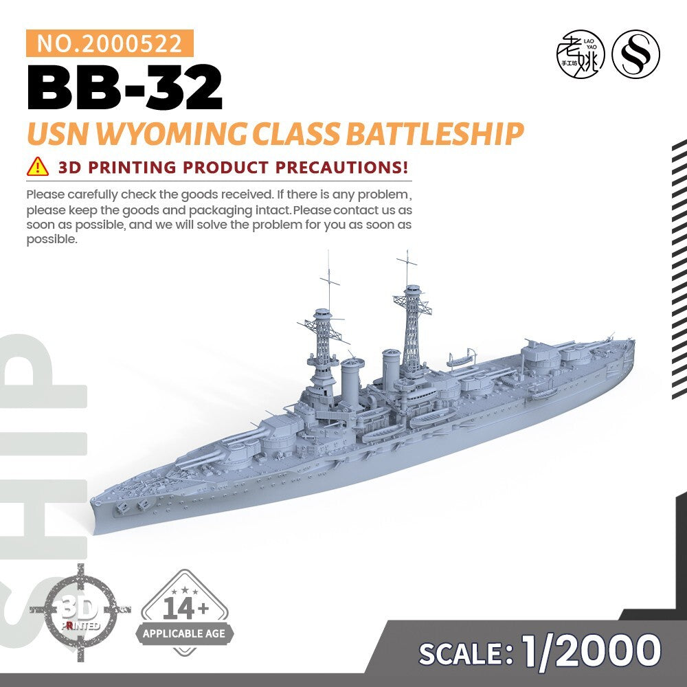 SSMODEL SSC2000522 1/2000 Military Model Kit USN Wyoming class Battleship BB-32