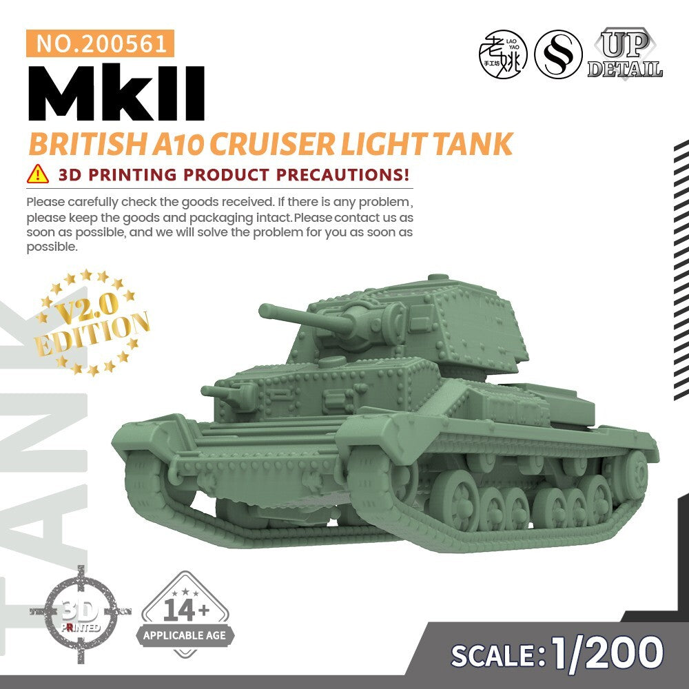 SS561 1/200/350/700 Military Model Kit British A10 Cruiser MkII Light Tank