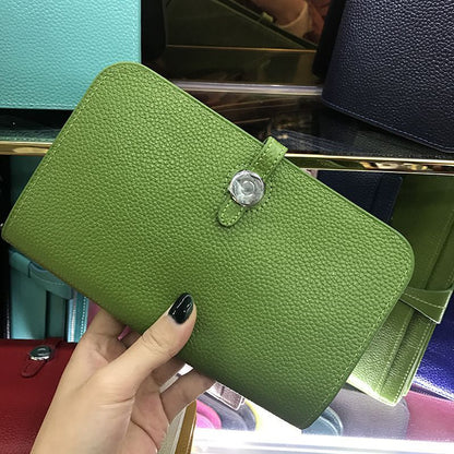 Wallets Purse Cowhide Leather Money Bags Card Holder Coin Hasp Purse 12*2*19.5CM