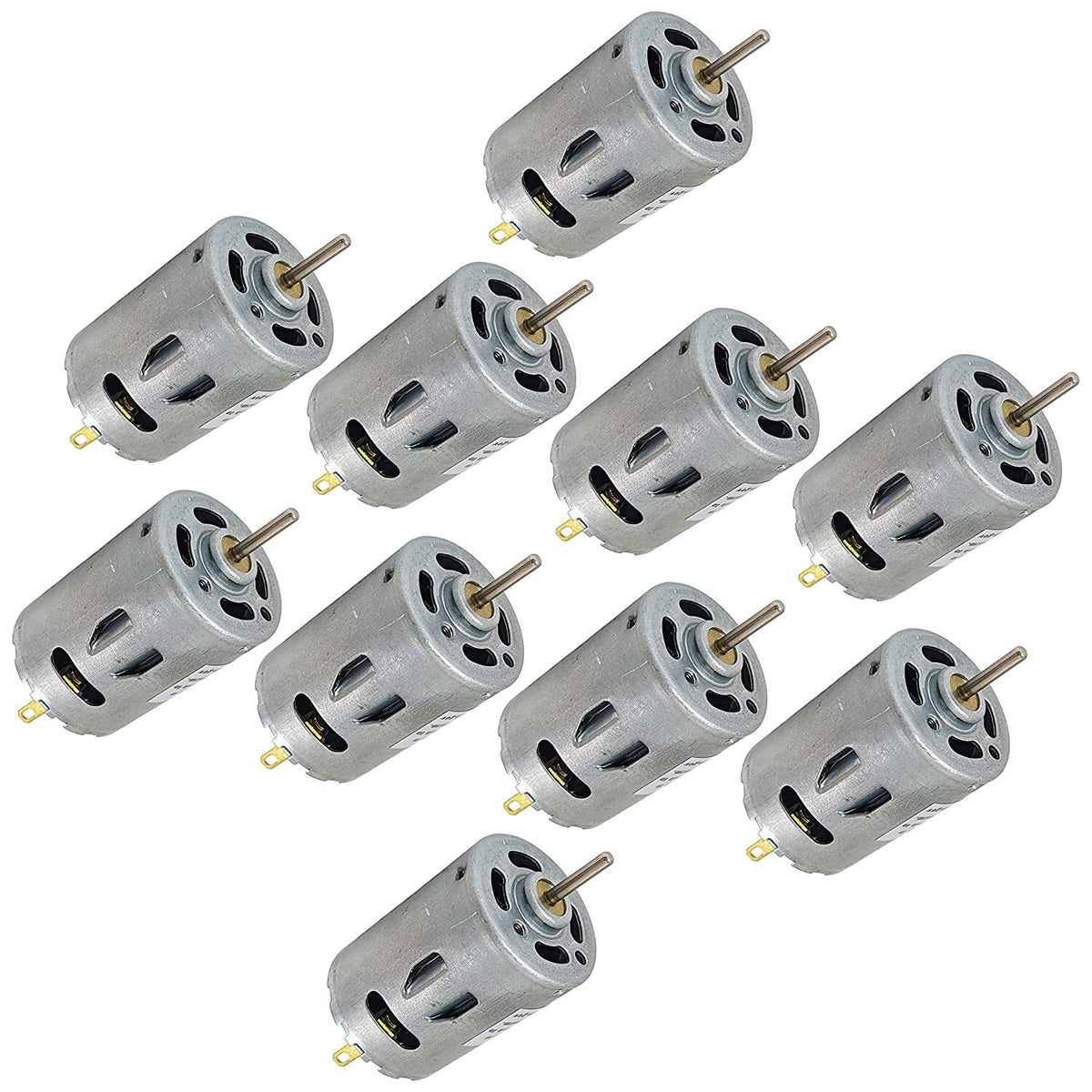 10 Pack 9V Heavy Duty DC Motor 12,500 RPM Max (1.08" Diameter x 1.48" Length)