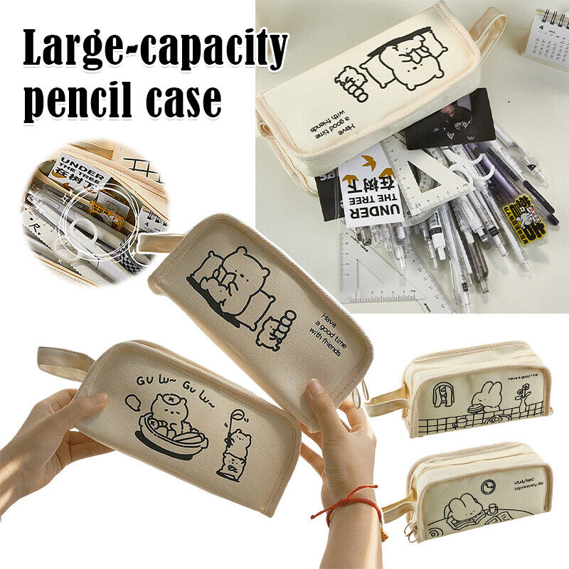 Cute Pencil Case Large Capacity Zipper School Stationery Organizer Pen Pouch Bag