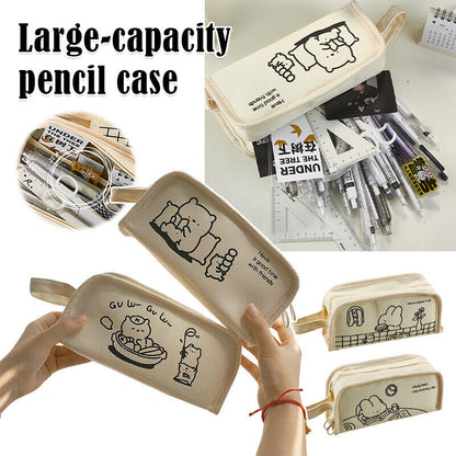Cute Pencil Case Large Capacity Zipper School Stationery Organizer Pen Pouch Bag