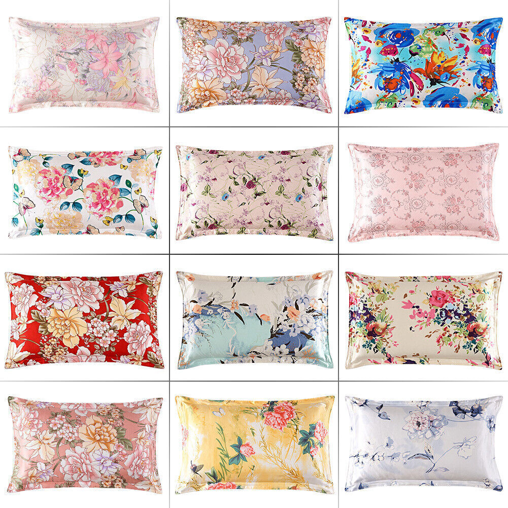 Mulberry Silk Pillowcase 25 Momme Floral Design Luxury Sleep Comfortable Smooth