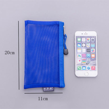 1Pc Transparent Grid Zipper Bag Pencil Case Storage Package 11*20CM PVC Cosmetic