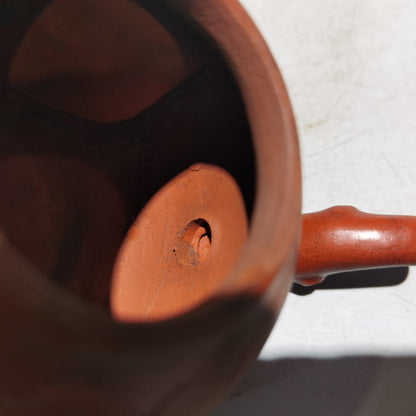 6.6"China Yixing Zisha Pottery Red Clay 300CC Hand Made Snake Pine Needle Teapot