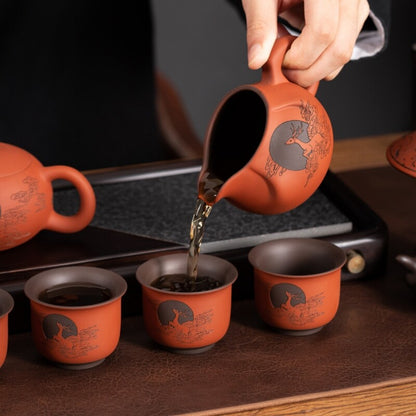 Handmade Tea Set Real Yixing Zisha Purple Clay Tea Pot Cup Pitcher Filter Net