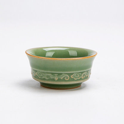 China tea cup relief master cup porcelain kungfu tea cup longquan celadon teacup