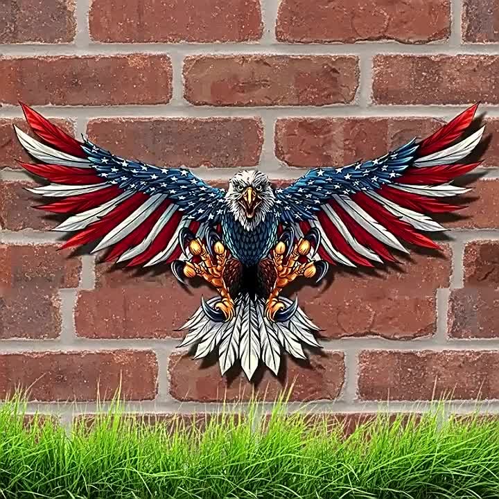 AmericanFlag Bald Eagle Decoration Metal Wall Pendant Indoor Wall Hanging Crafts