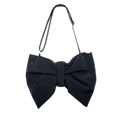 Bow Canvas Handbags Big Shoulder Crossbody Bag Travel Messenger Black Red Clutch