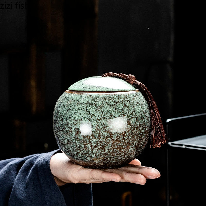 Creative Spherical Ceramic Tea Caddy Tea Set Household Large-Capacity Sealed