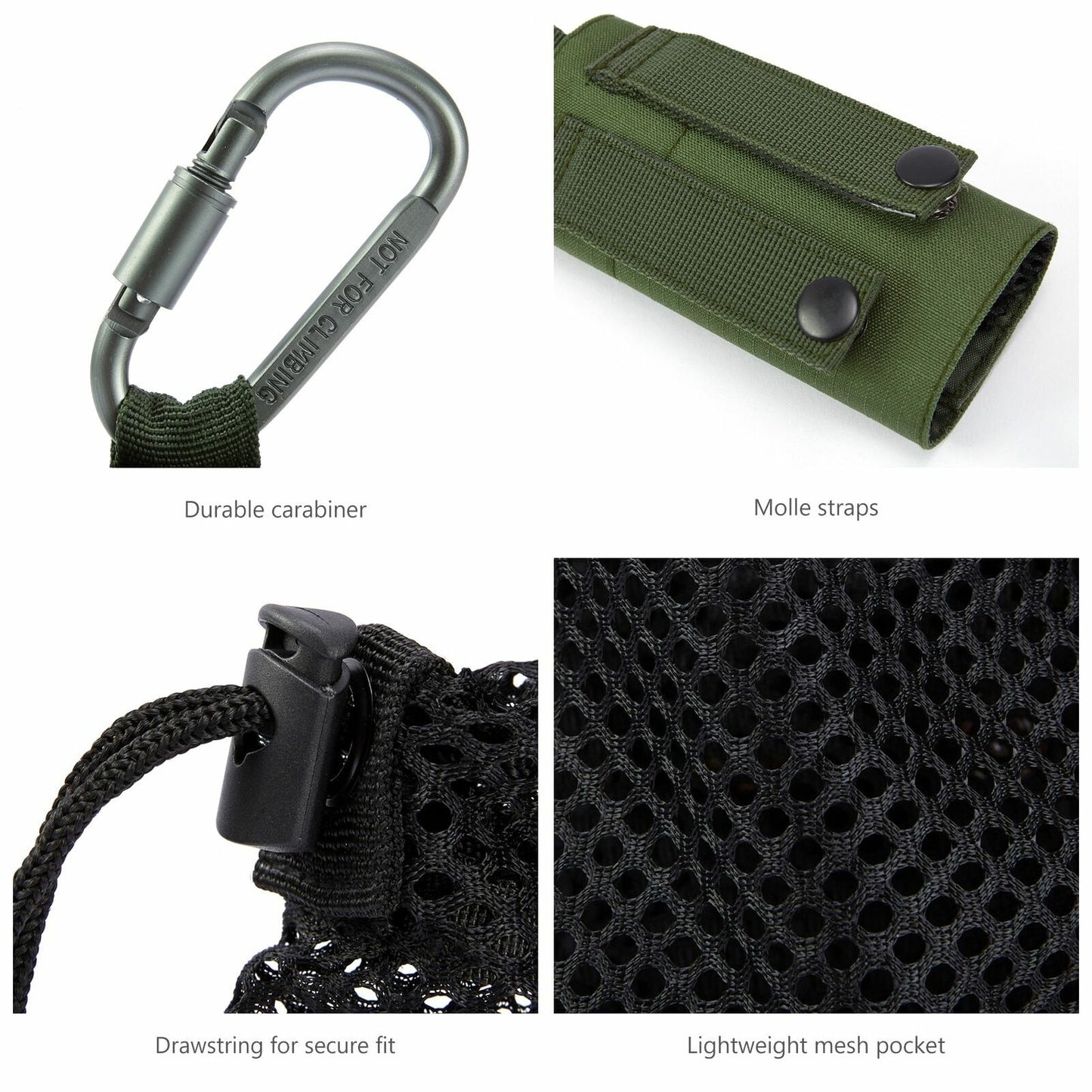 Water Bottle Pouch Mole Straps Clip Carabiner Foldable Mesh Holder Bag Travel