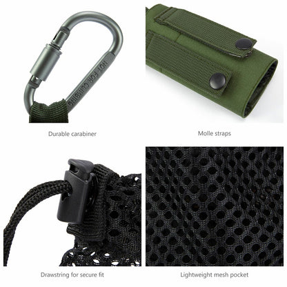 Water Bottle Pouch Mole Straps Clip Carabiner Foldable Mesh Holder Bag Travel