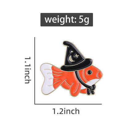 Creative Brooch Enamel Lapel Pin Fashion Badge Pin Charms Fish Hat Brooches Gift