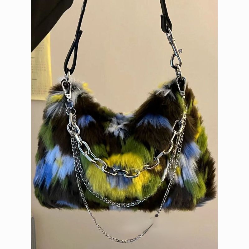 Aesthetic Print Shoulder Bag Handbags Fashion Soft Chain Design Lady Coin Purse