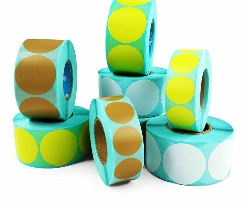 Direct Thermal Labels Roll White Round Stickers Packing Seal Adhesive Top Coated