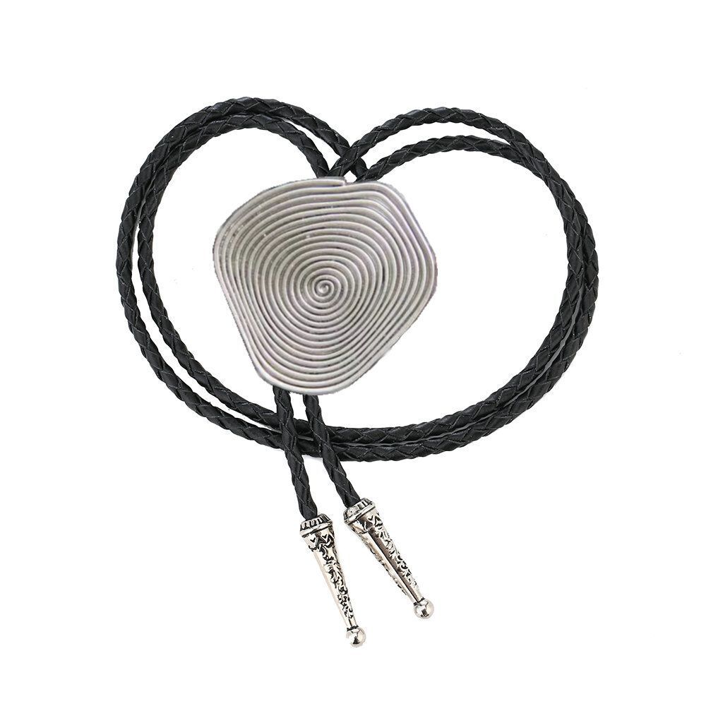 Men Bolo Tie European American DIY Leather Tie Hand Fingerprint Pendant Neckties