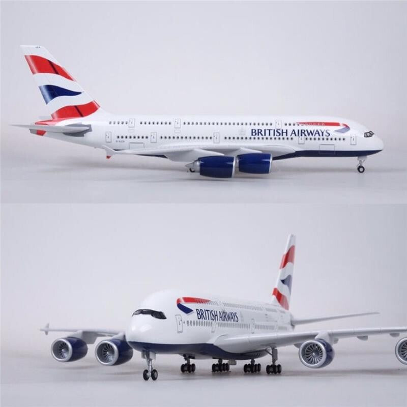46CM 1:160 BRITISH AIRWAYS AIRBUS A380 Airplane Landing Gear Resin Plane Model