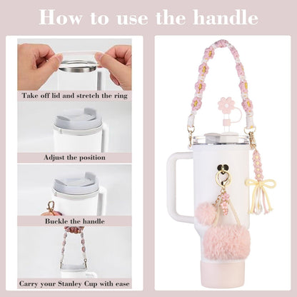 8Pcs Bling Bow Cup Accessories Decor for Stanley Charms 40oz & 30oz Tumbler