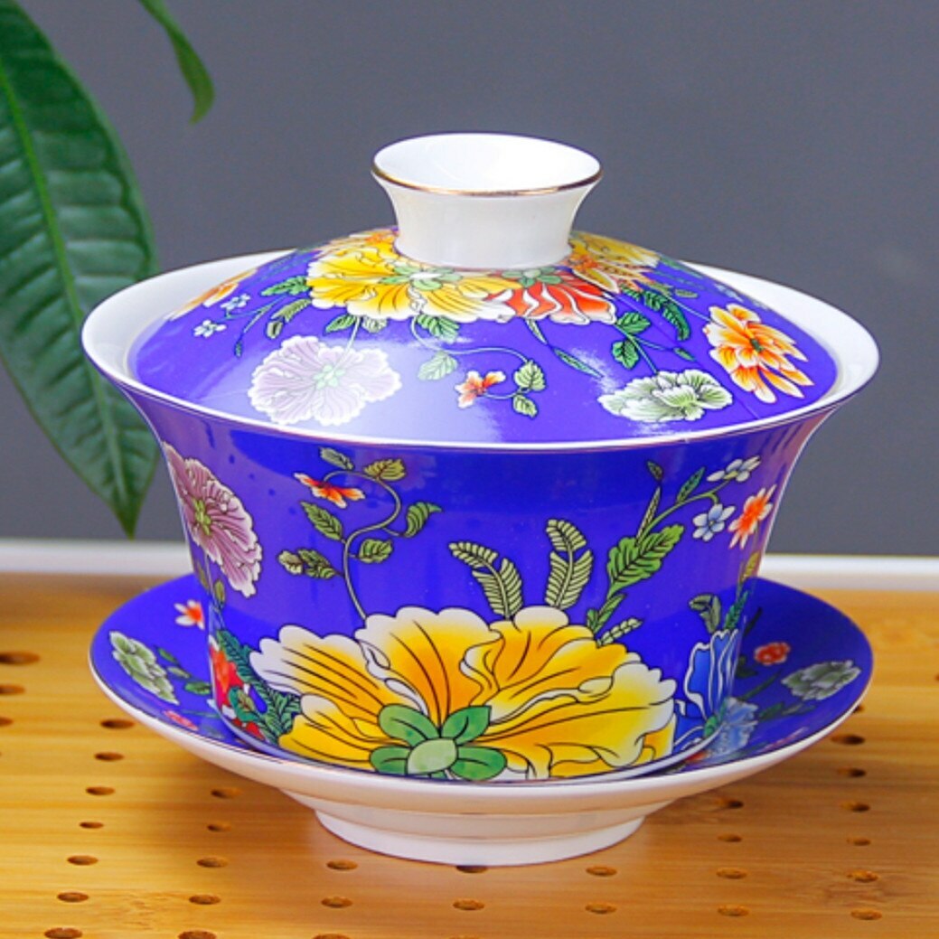 300ml Ceramic Gaiwan Tea Cup Saucer Tea Bowl Kungfu Teaware Tureen Tea Ceremony