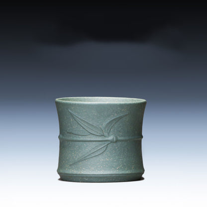 Puer Tea Real Yixing Zisha Tea Cup Marked Bamboo Relief Master Cup Of Tea China