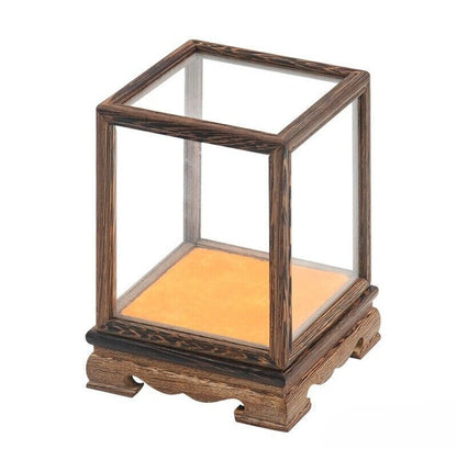 Wenge Wood Display Cover Wooden Trim Frame Base Glass Dome Case Box Decor