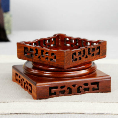 Wooden Display Stands Annatto Pedestal Teapot Vase Bonsai Base Retro Home Decor