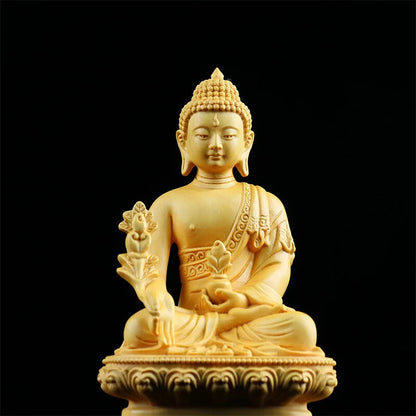 Solid Wood Tibetan Buddha Character Model Chinese Buddha Statue Feng Shui