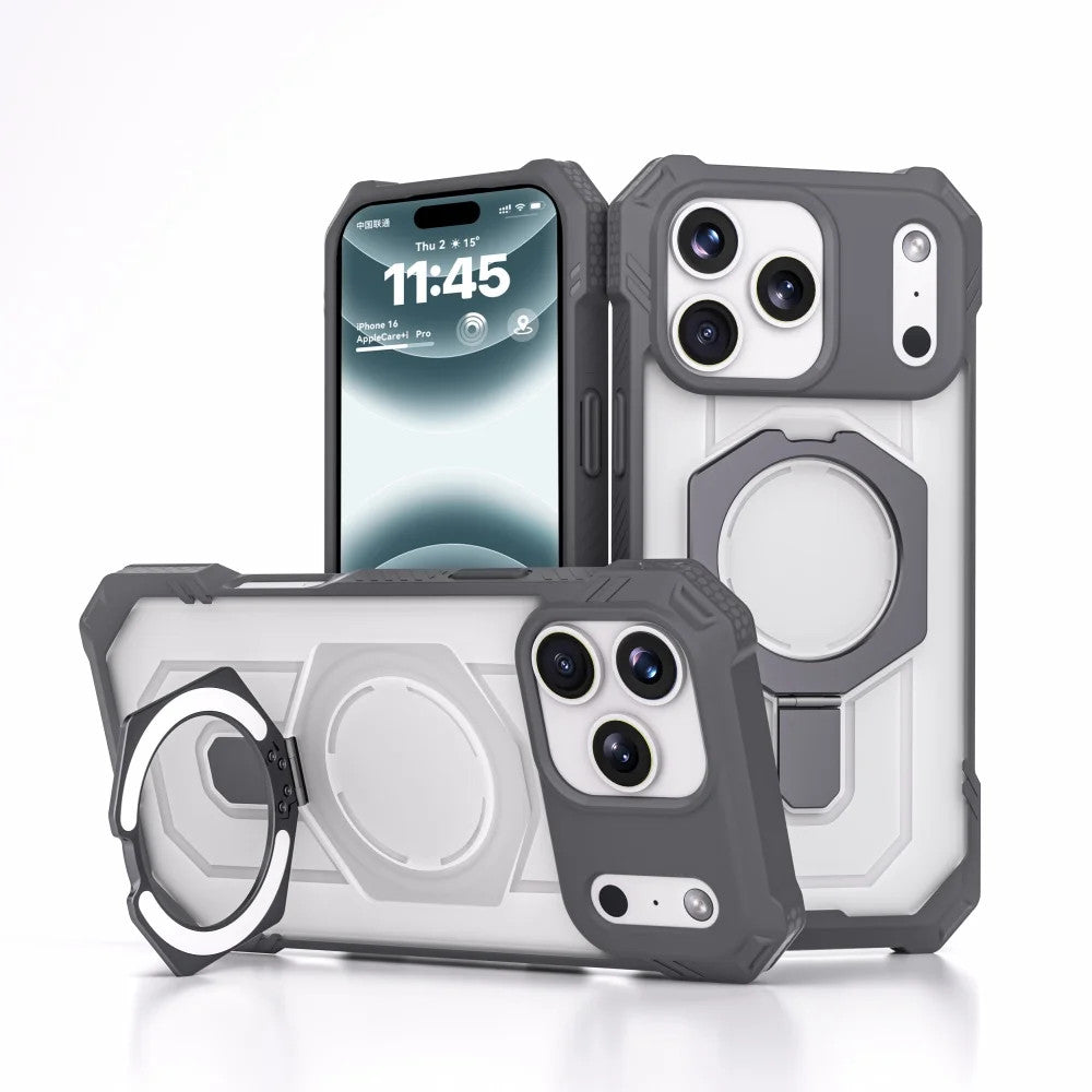 iPhone 17 Pro Max Magnetic Case with Invisible Metal Stand,Matte Bumper Cover