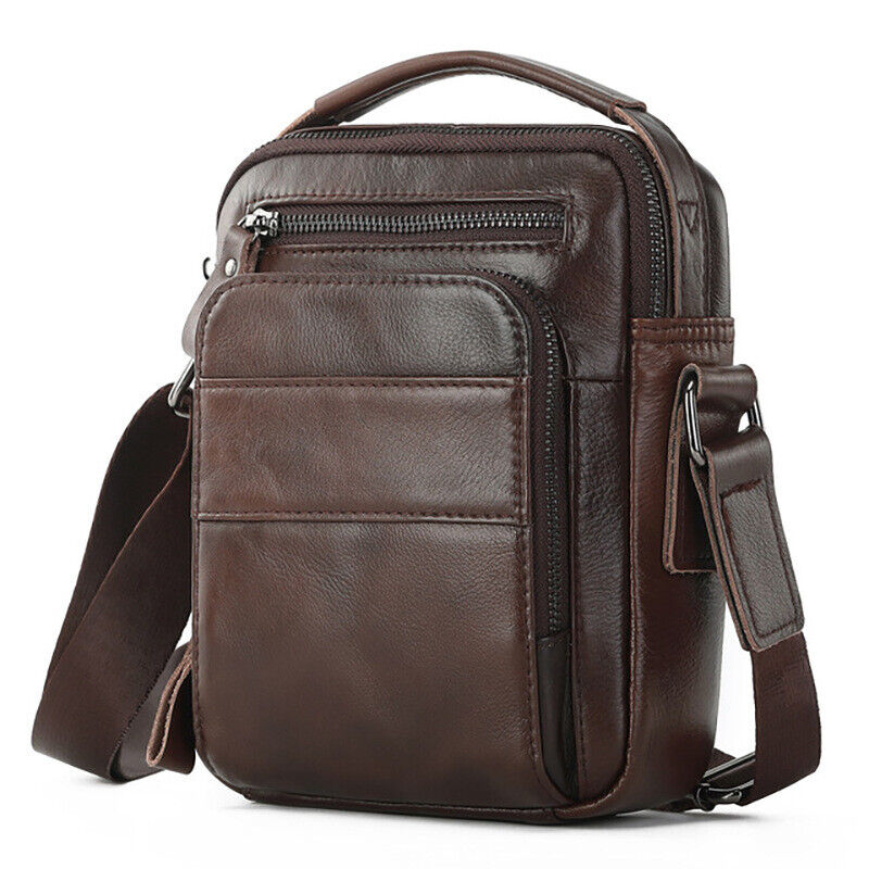 100% Genuine Leather Men's Crossbody Shoulder Bag 8" Handbag Business Cowhide