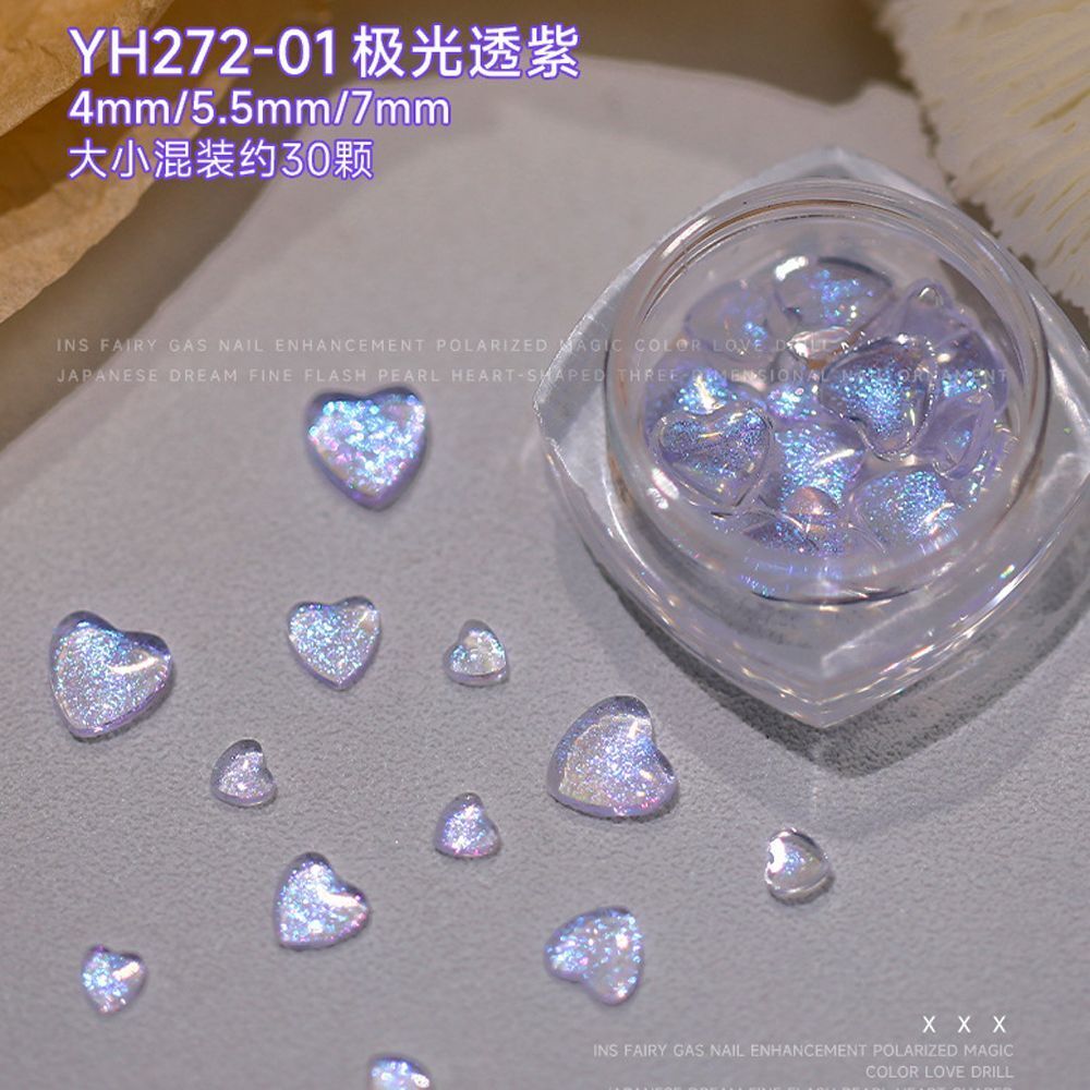 Nail Art Decals 20-100Pcs 3D Heart Charms Clear Acrylic DIY Manicure Accessories