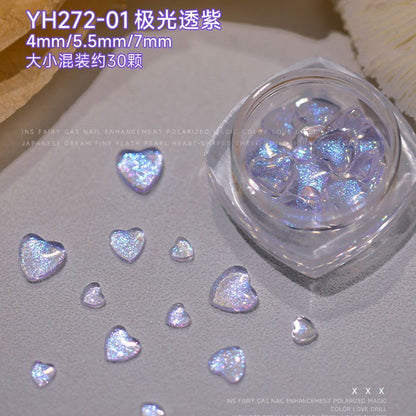 Nail Art Decals 20-100Pcs 3D Heart Charms Clear Acrylic DIY Manicure Accessories