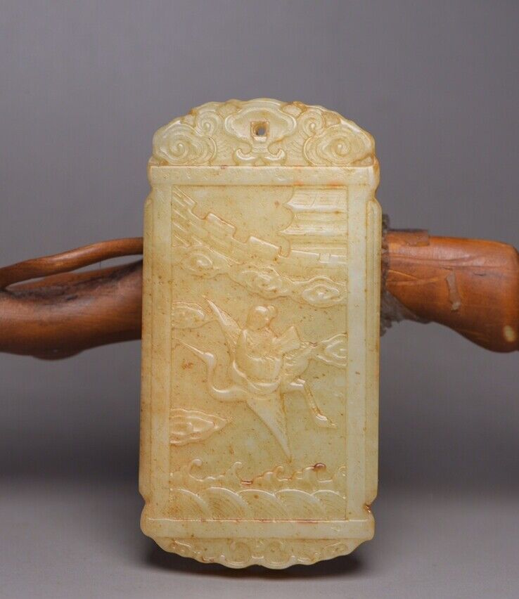 Chinese Beautiful Natural Hetian Jade Carving Figure Story Fine Pendant Jewelry