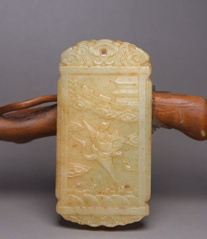 Chinese Beautiful Natural Hetian Jade Carving Figure Story Fine Pendant Jewelry