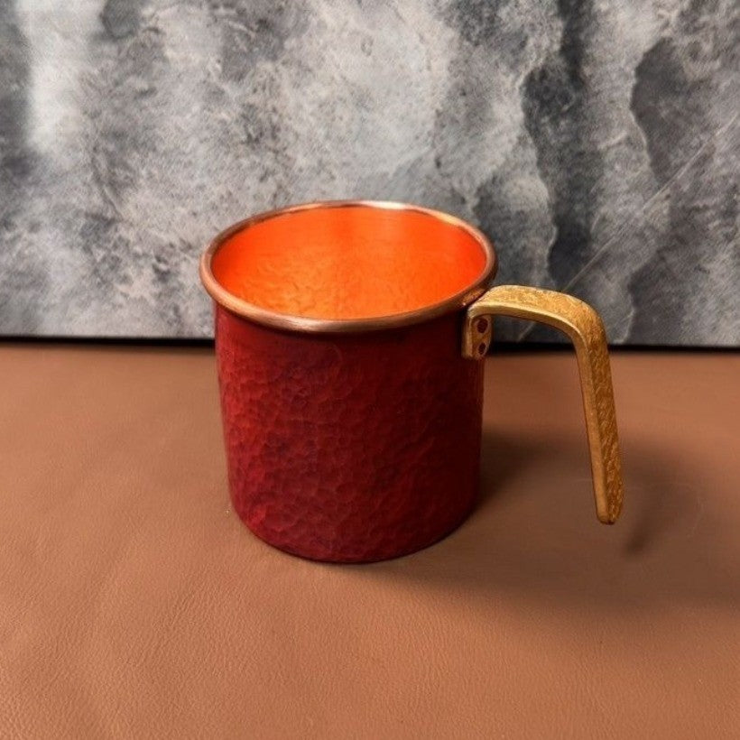 150ml Retro Red Copper Mug Handmade Hammered Fire Oxidation Coffee Tea Cup