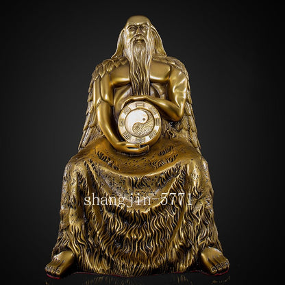 18cm Brass Fuxi Bronze Statue Bagua Ornaments Patriarch Offering Buddhist Temple