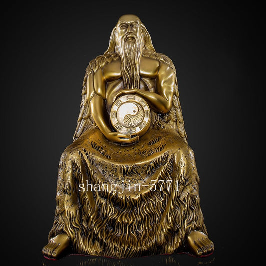 18cm Brass Fuxi Bronze Statue Bagua Ornaments Patriarch Offering Buddhist Temple