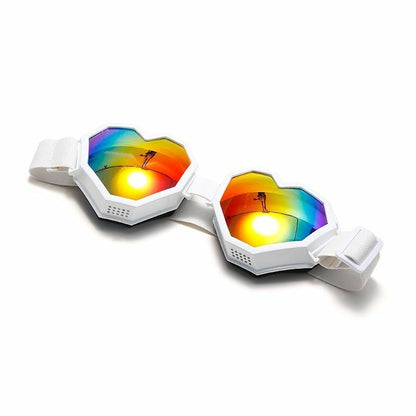 Sunglasses Heart Shaped Goggle One Piece Women Oversized Gradient Lens Eyeglass
