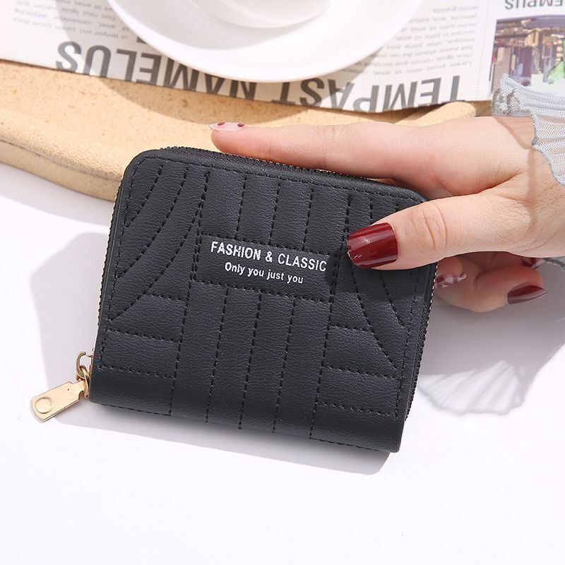 Embroidery Short Wallet Zipper Clutch Bag Small Coin Purse Credit ID Card Holder