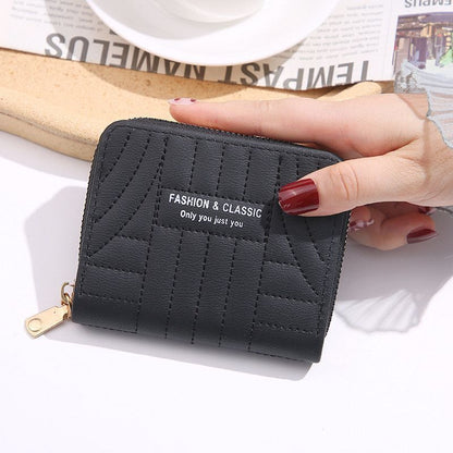 Embroidery Short Wallet Zipper Clutch Bag Small Coin Purse Credit ID Card Holder