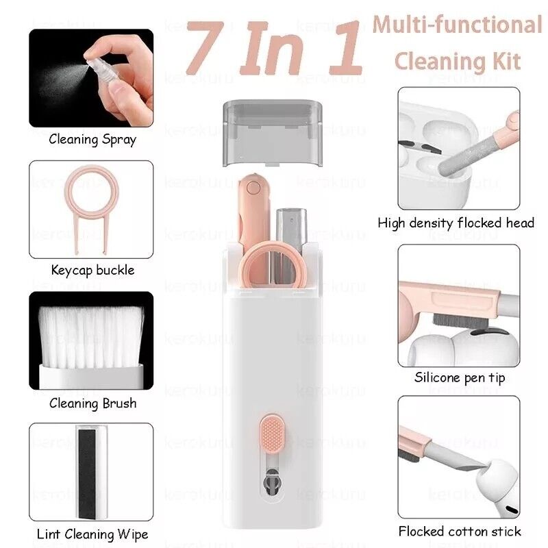 Limpiador De Teclados Limpieza De Auriculares Computador Kit De Cepillos 7en1